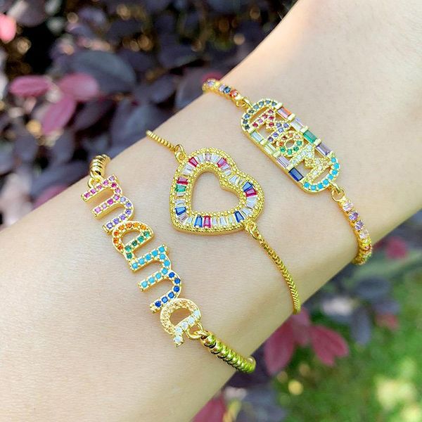 link, chain heart bracelet for women multicolor crystal gold color letter bracelets wholesale luxuryjewellry mother's day gift mom g023, Black
link, chain heart bracelet for women multicolor crystal gold color letter bracelets wholesale luxuryjewellry mother's day gift mom g023, Black