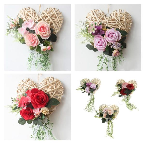 decorative flowers & wreaths vintage rattan heart shape silk flower basket rose wreath garland with leaves door wall home wedding decor
decorative flowers & wreaths vintage rattan heart shape silk flower basket rose wreath garland with leaves door wall home wedding decor