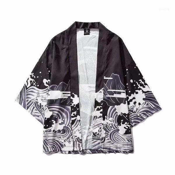 men's casual shirts cross-border chinese dragon road robe japanese-printed wave digital print kimono loose seven-sleeve shirt thin, White;black
men's casual shirts cross-border chinese dragon road robe japanese-printed wave digital print kimono loose seven-sleeve shirt thin, White;black