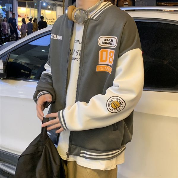men's autumn and winter korean versatile youth plush baseball jacket loose casual fashion, Black;brown
men's autumn and winter korean versatile youth plush baseball jacket loose casual fashion, Black;brown