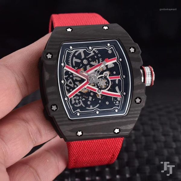 wristwatches men automatic mechanical red black canvas rubber bracelet watch tourbillion limited sapphire carbon fiber, Slivery;brown
wristwatches men automatic mechanical red black canvas rubber bracelet watch tourbillion limited sapphire carbon fiber, Slivery;brown
