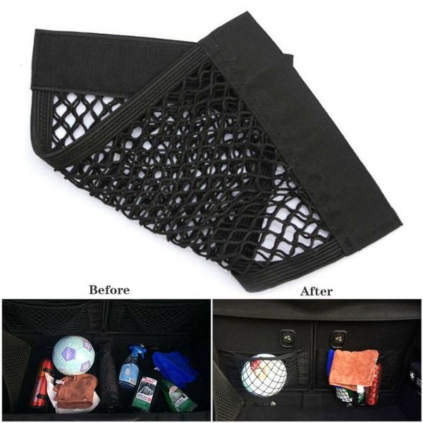 car organizer storage net large trunk bag elastic holder mesh seat back organiser luggage fits the phone , bottle and other small debris 
car organizer storage net large trunk bag elastic holder mesh seat back organiser luggage fits the phone , bottle and other small debris