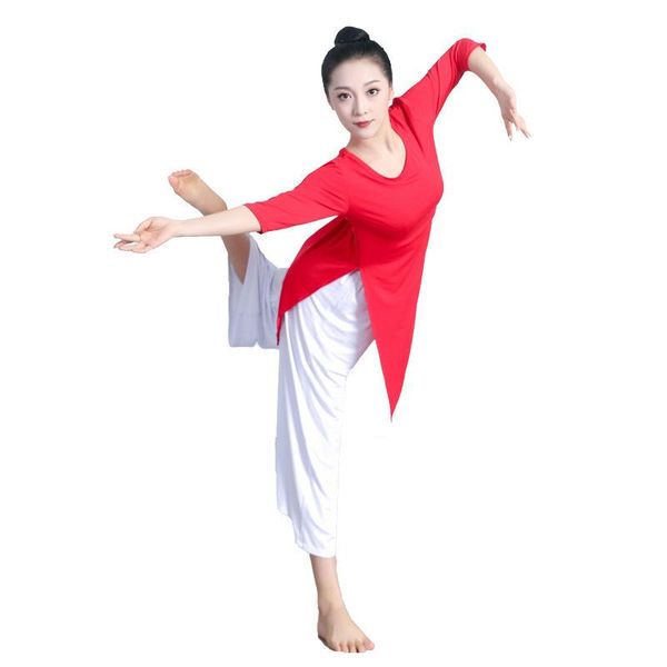 women's t-shirt modal dance costume wide leg pants female classical clothing women short sleeve p3 211, White
women's t-shirt modal dance costume wide leg pants female classical clothing women short sleeve p3 211, White