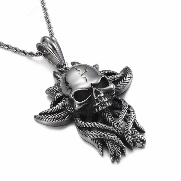pendant necklaces stainless steel skull leaf fashion chain necklace for men jewelry punk charm choker gothic gifts, Silver
pendant necklaces stainless steel skull leaf fashion chain necklace for men jewelry punk charm choker gothic gifts, Silver