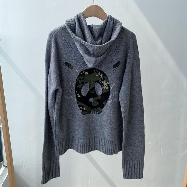 2021 skull print sweater women beading chain zipper hoioded 100% cashmere pockets autumn winter cardigan new l8uu, White;black
2021 skull print sweater women beading chain zipper hoioded 100% cashmere pockets autumn winter cardigan new l8uu, White;black