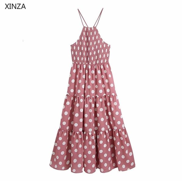 casual dresses women summer pink polka dot halter sleeveless backless beach straps elastic smocked pleated midi zjmw, Black;gray
casual dresses women summer pink polka dot halter sleeveless backless beach straps elastic smocked pleated midi zjmw, Black;gray