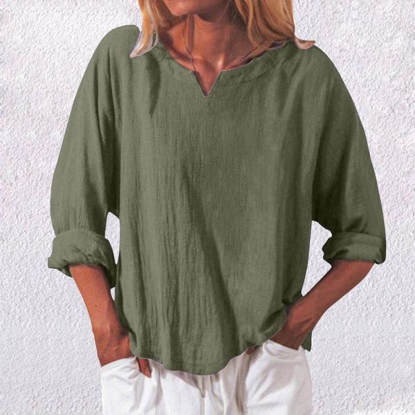 women's t-shirt women t shirt long sleeve solid cotton linen v-neck casual loose elegant plus size summer camisetas de mujer, White
women's t-shirt women t shirt long sleeve solid cotton linen v-neck casual loose elegant plus size summer camisetas de mujer, White