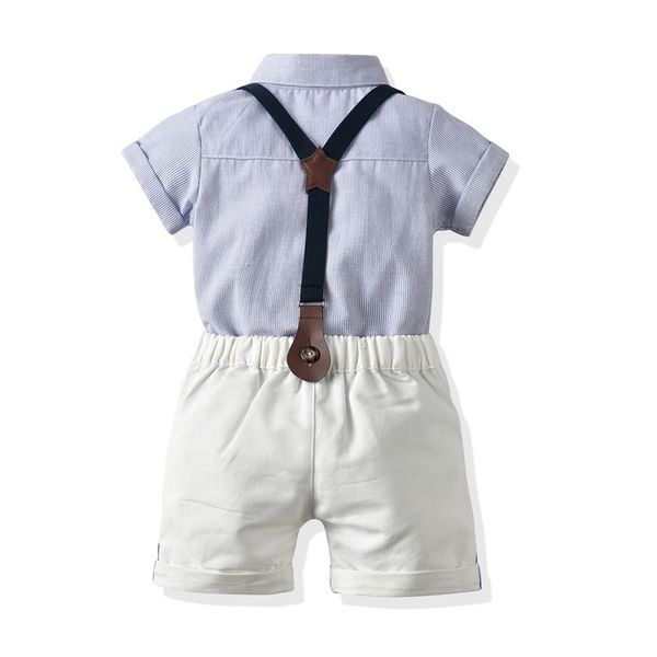 children's suit summer short sleeve shirt strap shorts bow three piece children's dress suit, Blue
children's suit summer short sleeve shirt strap shorts bow three piece children's dress suit, Blue