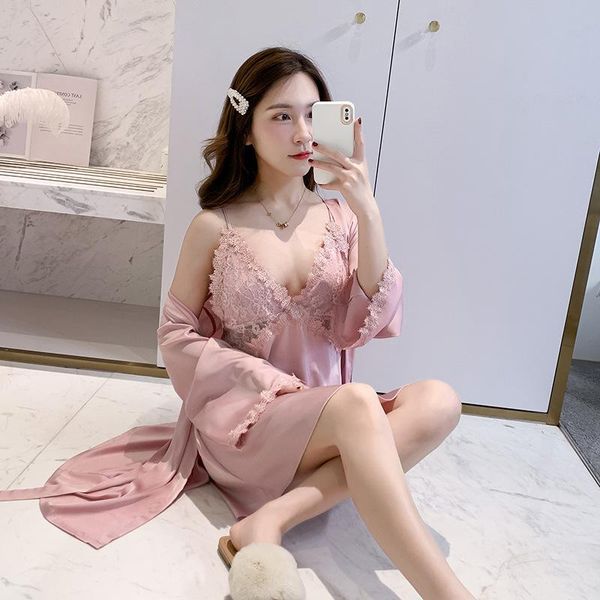 women's sleepwear 2pieces robe gown sets with lace floral summer padded long sleeve bathrobes sleeveless night dress pyjamas lounge, Black;red
women's sleepwear 2pieces robe gown sets with lace floral summer padded long sleeve bathrobes sleeveless night dress pyjamas lounge, Black;red