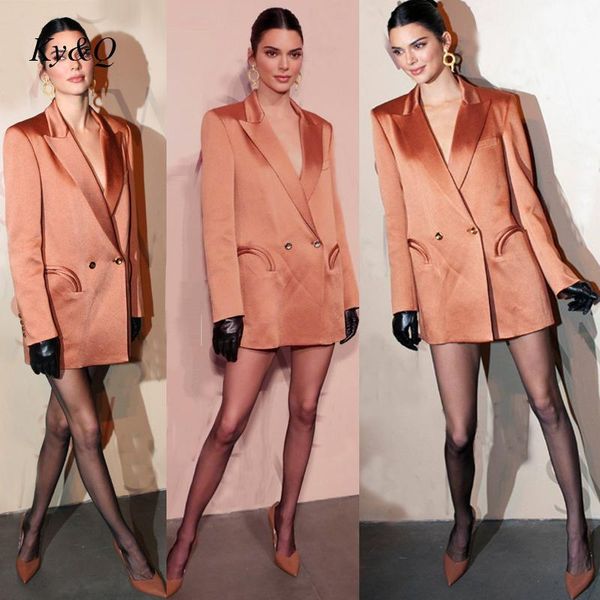 women's suits & blazers super model same 2021 brown versatile medium long suit coat women chic arc pocket satin blazer fashion week str, White;black
women's suits & blazers super model same 2021 brown versatile medium long suit coat women chic arc pocket satin blazer fashion week str, White;black
