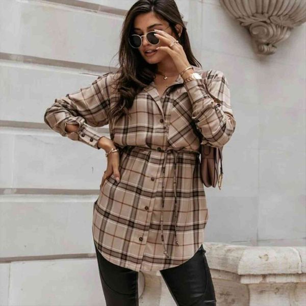 vintage plaid mini dress autumn women blouses v neck slim pocket button belt office ladies elegant blouse, White
vintage plaid mini dress autumn women blouses v neck slim pocket button belt office ladies elegant blouse, White