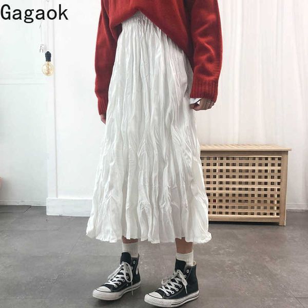 women office lady skirt spring autumn solid a-line mid-calf empire casuial wild folds retro female fashion skirts 210531, Black
women office lady skirt spring autumn solid a-line mid-calf empire casuial wild folds retro female fashion skirts 210531, Black