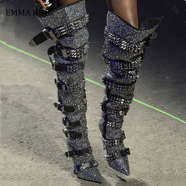 boots 2021 rhinestone buckle over the knee high women unique iron heel pointed toe ladies bling crystal dress, Black
boots 2021 rhinestone buckle over the knee high women unique iron heel pointed toe ladies bling crystal dress, Black