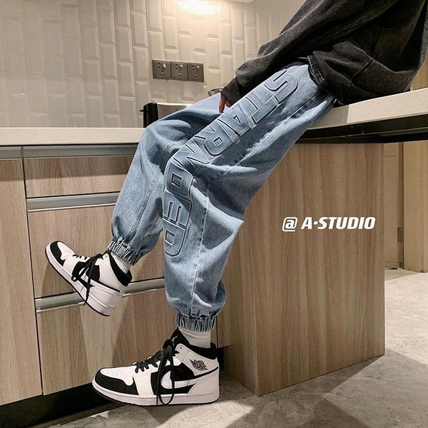 2021 spring new arrivals casual letter jeans men's loose 5xl large trend korean version all-match sports pants ing, Blue
2021 spring new arrivals casual letter jeans men's loose 5xl large trend korean version all-match sports pants ing, Blue