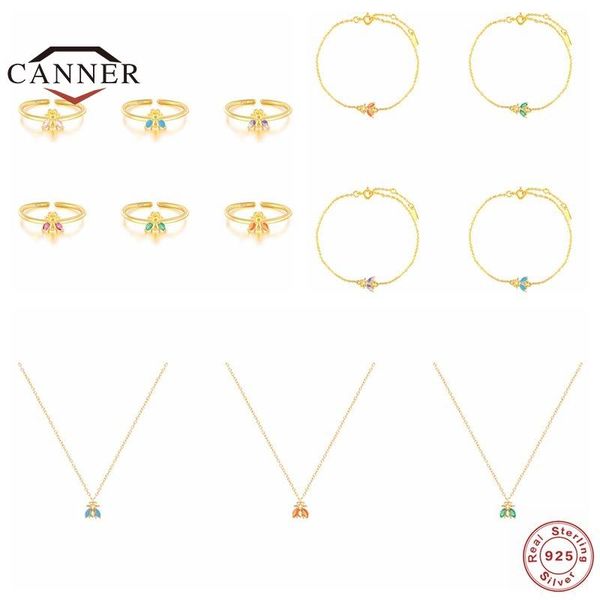 cluster rings canner 100%real 925 sterling silver 18k gold plated small bee colorful zircon ring for women stamp jewelry gift, Golden;silver 
cluster rings canner 100%real 925 sterling silver 18k gold plated small bee colorful zircon ring for women stamp jewelry gift, Golden;silver