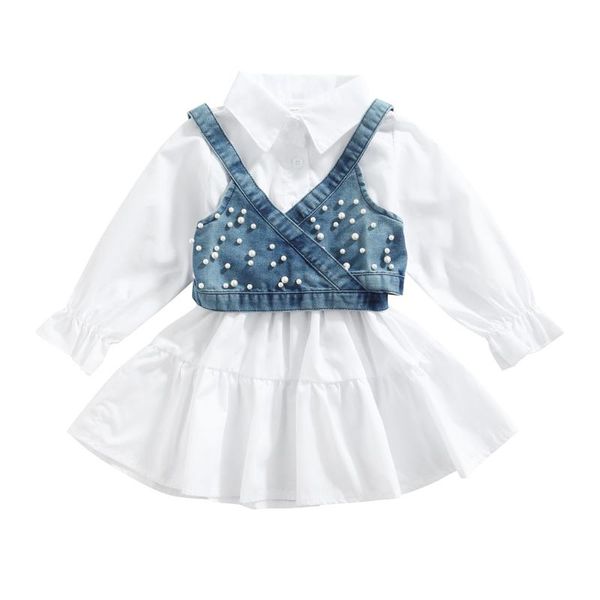 clothing sets 2021 lovely baby 2pcs kids summer outfit, solid color lantern sleeves shirt dress + denim beading vest for girls, 1-6 years, White
clothing sets 2021 lovely baby 2pcs kids summer outfit, solid color lantern sleeves shirt dress + denim beading vest for girls, 1-6 years, White