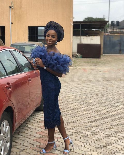 chic short prom dresses with fluffy organza fluncing straight women aso ebi evening gowns for party lace cap sleeves, Black
chic short prom dresses with fluffy organza fluncing straight women aso ebi evening gowns for party lace cap sleeves, Black
