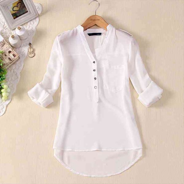 women v-neck chiffon long sleeve casual shirt spring summer solid color formal shirt cardigan bottom blouse for women, White
women v-neck chiffon long sleeve casual shirt spring summer solid color formal shirt cardigan bottom blouse for women, White