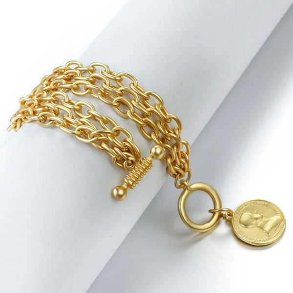 charm bracelets vintage gold women's bracelet simple zinc alloy coin portrait round card men's fashion jewelry birthday gift whole, Golden;silver
charm bracelets vintage gold women's bracelet simple zinc alloy coin portrait round card men's fashion jewelry birthday gift whole, Golden;silver