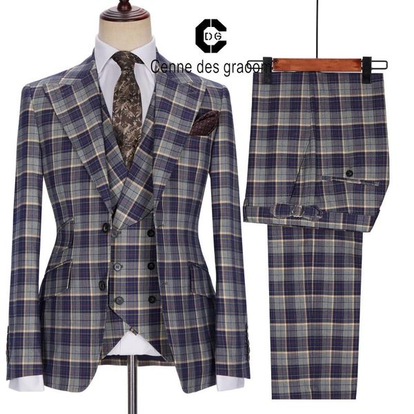 men's suits & blazers ( jacket + vest pants ) cenne des graoom men set tailor-made costume homme blue plaid formal casual wedding groom, White;black
men's suits & blazers ( jacket + vest pants ) cenne des graoom men set tailor-made costume homme blue plaid formal casual wedding groom, White;black