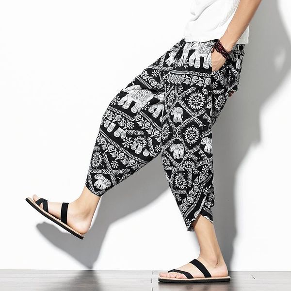 men's pants 2021 summer cotton linen harem men casual hip hop trousers cross bloomers calf-length joggers streetwear, Black
men's pants 2021 summer cotton linen harem men casual hip hop trousers cross bloomers calf-length joggers streetwear, Black