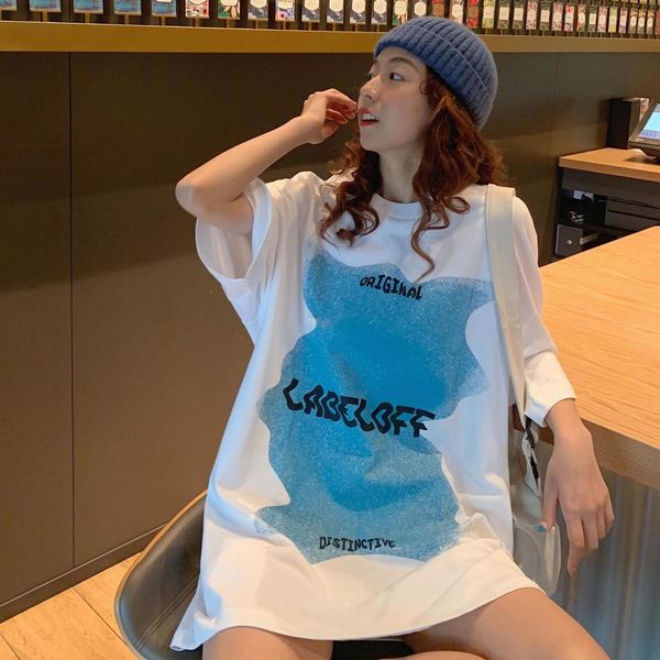 letter printed loose oversize long design college wind o-neck hit female women short sleeve halajuku summer t-shirts, White
letter printed loose oversize long design college wind o-neck hit female women short sleeve halajuku summer t-shirts, White