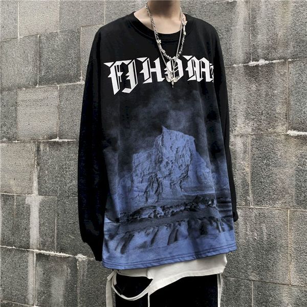 big-size wide shirt with long sleeve printing of high-street snow mountain letter 8t1m, White
big-size wide shirt with long sleeve printing of high-street snow mountain letter 8t1m, White