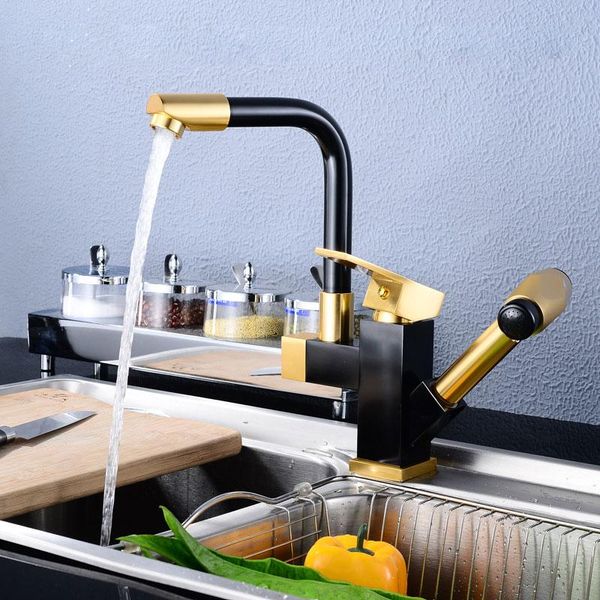 kitchen faucets 2 color black&gold flexiable water sink mixer tap rotatable pull out
kitchen faucets 2 color black&gold flexiable water sink mixer tap rotatable pull out