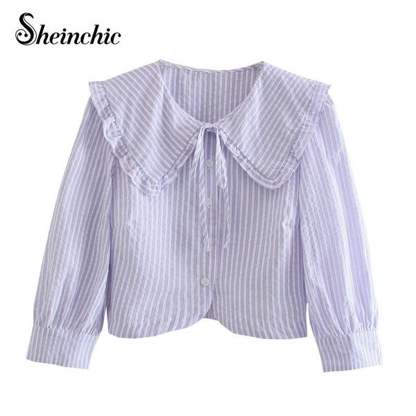 women's blouses & shirts causal blue striped blusas feminina verao 2021 spring summer elegant long sleeve womens and, White
women's blouses & shirts causal blue striped blusas feminina verao 2021 spring summer elegant long sleeve womens and, White