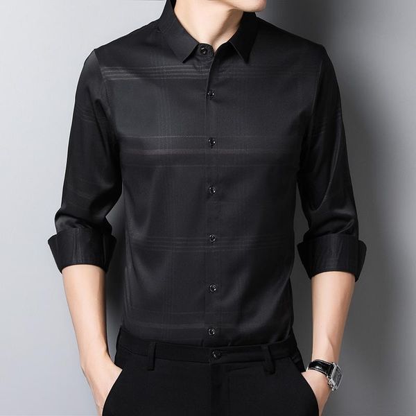 men's casual shirts 2021 mens long sleeve turn-down collar plaid clothing full business slim fit men black blue, White;black
men's casual shirts 2021 mens long sleeve turn-down collar plaid clothing full business slim fit men black blue, White;black