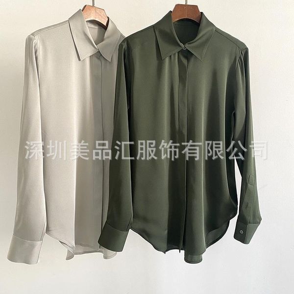 early spring th silk shirt pointed collar dark placket loose long sleeve temperament theory sericulture female women's blouses & shirts, White
early spring th silk shirt pointed collar dark placket loose long sleeve temperament theory sericulture female women's blouses & shirts, White