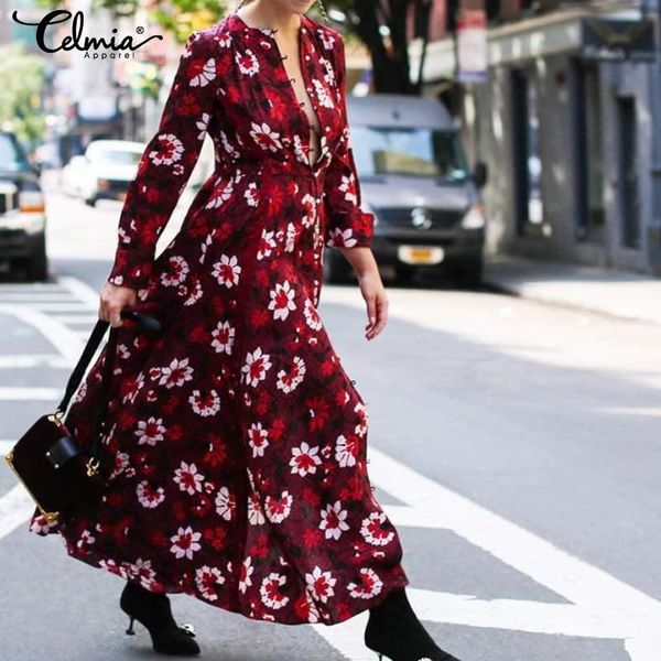 casual dresses vintage floral print dress celmia 2021 fashion women button maxi long loose autumn pleated holiday vestido 5xl, Black;gray
casual dresses vintage floral print dress celmia 2021 fashion women button maxi long loose autumn pleated holiday vestido 5xl, Black;gray