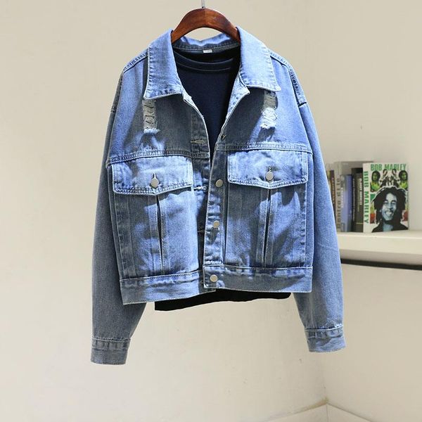 women's jackets spring vintage blue holes denim jacket coat women big pocket student outerwear chaqueta mujer loose short jeans female, Black;brown
women's jackets spring vintage blue holes denim jacket coat women big pocket student outerwear chaqueta mujer loose short jeans female, Black;brown