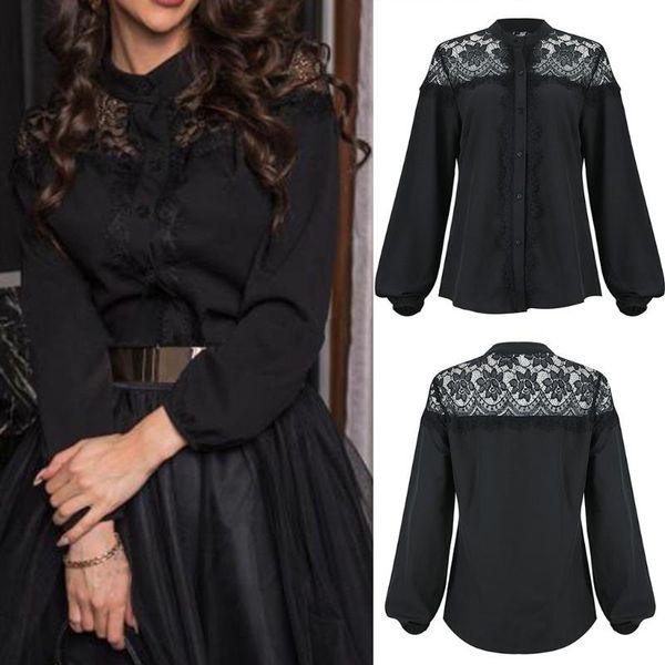 elegant shirt women's spring summer stand collar lace patchwork long sleeve blouse camisas mujer manga largat, White
elegant shirt women's spring summer stand collar lace patchwork long sleeve blouse camisas mujer manga largat, White