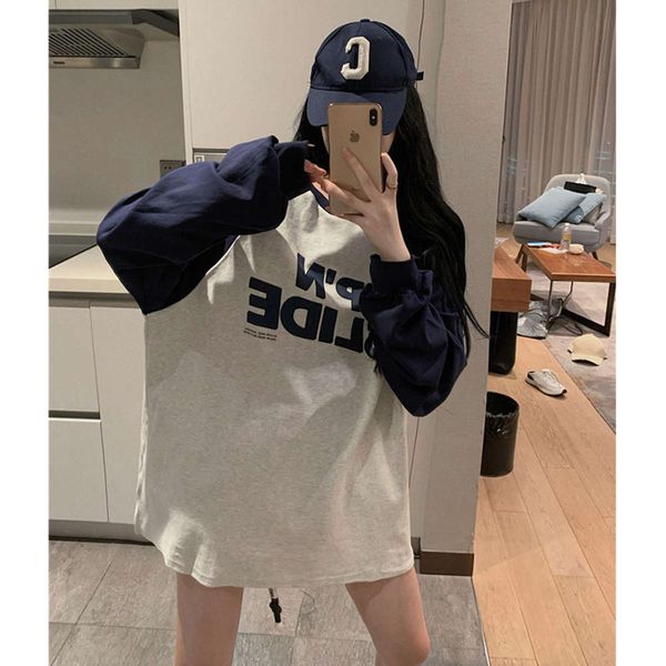 round neck letter printed sweater women's spring and autumn thin oversize coat korean loose color matching long sleeve top, Black
round neck letter printed sweater women's spring and autumn thin oversize coat korean loose color matching long sleeve top, Black