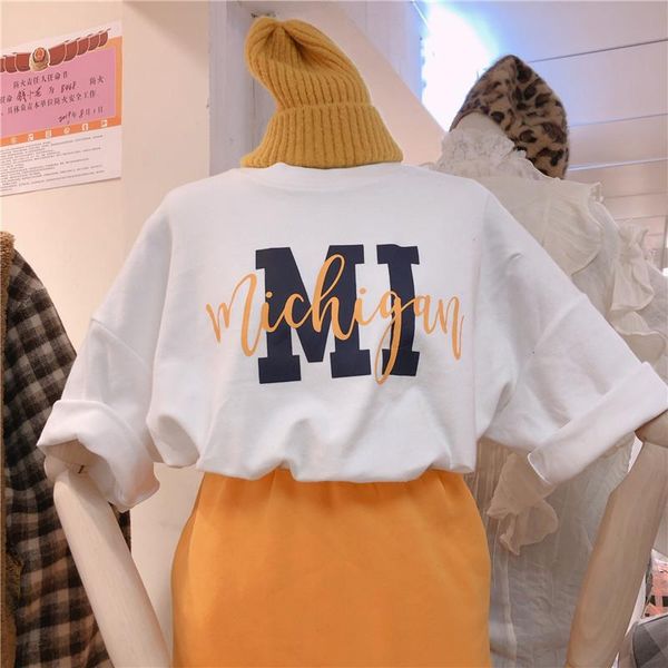 women's t-shirt short sleeve women 2021 summer white letter loose korean t shirts
women's t-shirt short sleeve women 2021 summer white letter loose korean t shirts