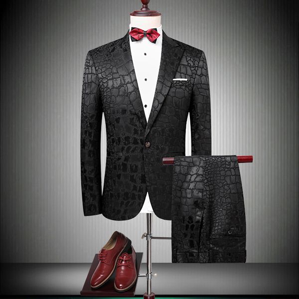 men 2021 singer party slim fit crocodile pattern mens prom suits fashion latest coat pant designs 90060 wqw7, White;black
men 2021 singer party slim fit crocodile pattern mens prom suits fashion latest coat pant designs 90060 wqw7, White;black