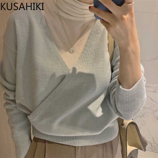chic slim waist short sweater korean cross v-neck long sleeve knitted pullover elegant women jumper 6f221 210603, White;black
chic slim waist short sweater korean cross v-neck long sleeve knitted pullover elegant women jumper 6f221 210603, White;black
