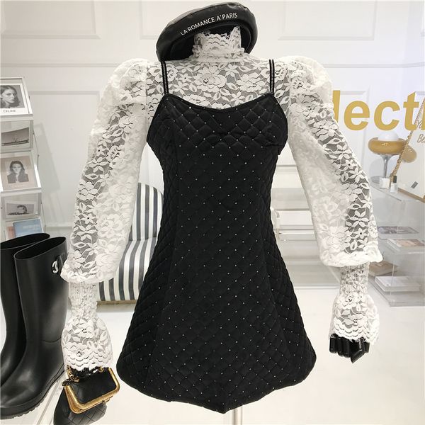 of two pieces spring bubble manga court style high-income shirt + brilliant collar suspend dress 9yp1, White
of two pieces spring bubble manga court style high-income shirt + brilliant collar suspend dress 9yp1, White