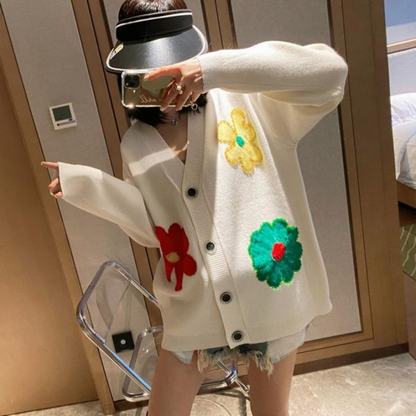 women's knits & tees fashion oversize colorful flower bead embroidery sweater korean loose white knit single-breasted cardigan jacket 2
women's knits & tees fashion oversize colorful flower bead embroidery sweater korean loose white knit single-breasted cardigan jacket 2