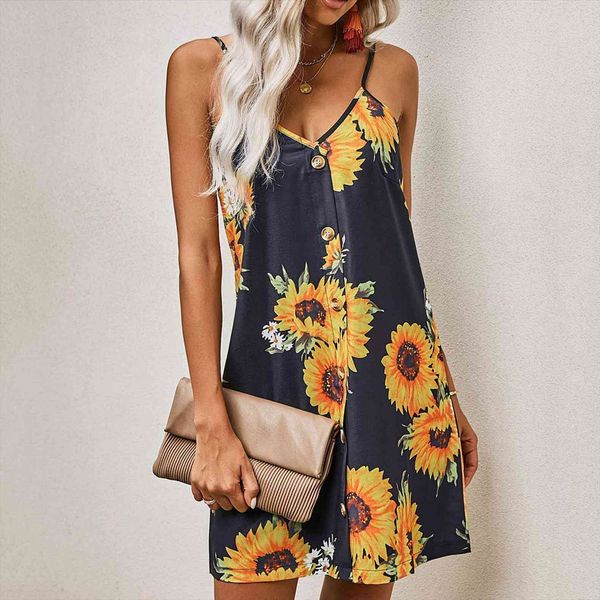 sunflower print sling button womens dress spaghetti strap v neck sleeveless mini short summer holiday party, Black;gray
sunflower print sling button womens dress spaghetti strap v neck sleeveless mini short summer holiday party, Black;gray