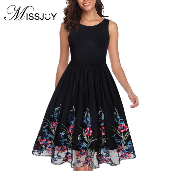 missjoy women dresses summer 2020 sleeveless printed vintage high waist casual party ladies o-neck retro lace patchwork female y0118, Black;gray 
missjoy women dresses summer 2020 sleeveless printed vintage high waist casual party ladies o-neck retro lace patchwork female y0118, Black;gray