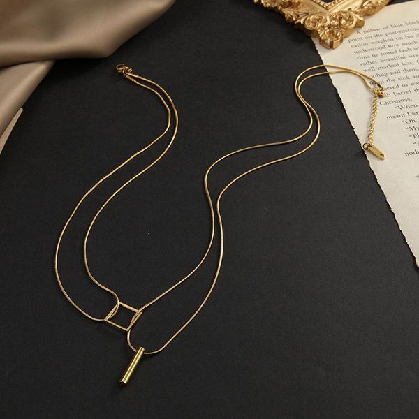 chains double-layer snake bones chain necklace titanium steel gold square exquisite clavicle women's stainless, Silver
chains double-layer snake bones chain necklace titanium steel gold square exquisite clavicle women's stainless, Silver