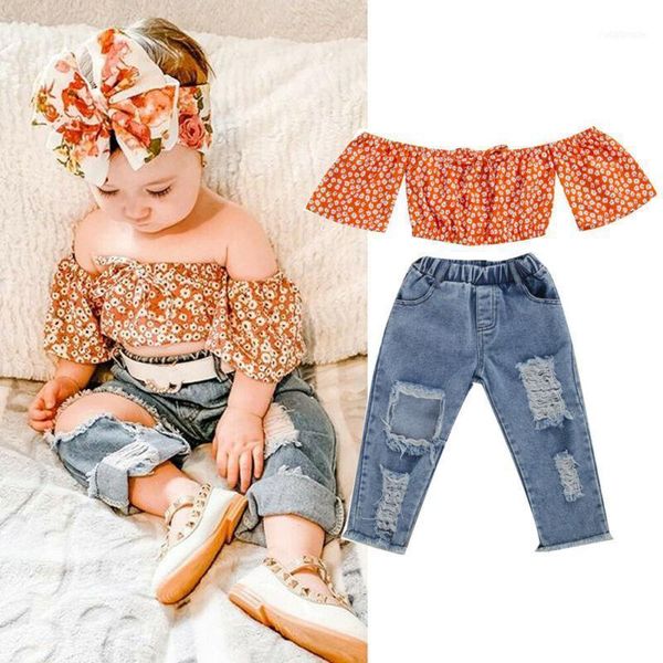 clothing sets toddler girls clothes set off shoulder floral crop ripped jeans pants outfit11, White
clothing sets toddler girls clothes set off shoulder floral crop ripped jeans pants outfit11, White