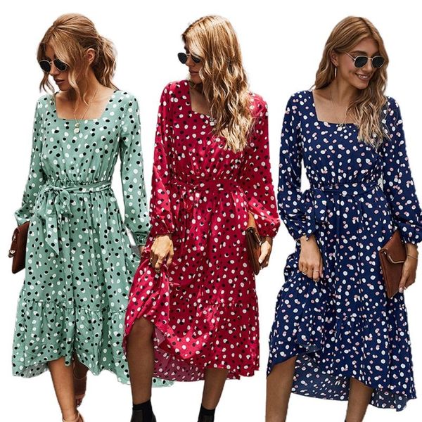 casual dresses women autumn square neck dress puff long sleeve contrast colored polka dot belted high waist flared flowy vintage party sundr, Black;gray
casual dresses women autumn square neck dress puff long sleeve contrast colored polka dot belted high waist flared flowy vintage party sundr, Black;gray