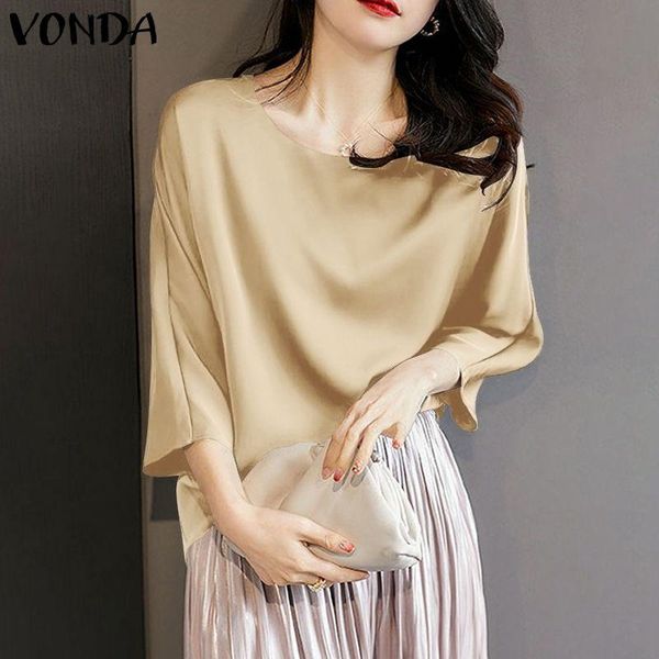 women's blouses & shirts stylish office vonda casual solid color 3/4 sleeve pleated o neck blouse loose fall blusas femininas oversize, White
women's blouses & shirts stylish office vonda casual solid color 3/4 sleeve pleated o neck blouse loose fall blusas femininas oversize, White