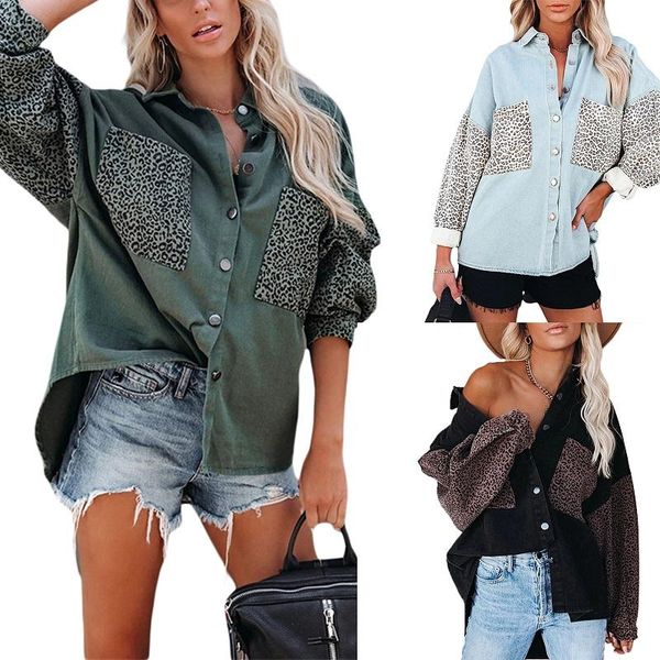 women's jackets 2021 autumn woman girls loose jacket long sleeve leopard patchwork denim coat outwear high street women clothes, Black;brown
women's jackets 2021 autumn woman girls loose jacket long sleeve leopard patchwork denim coat outwear high street women clothes, Black;brown