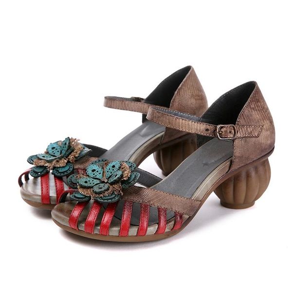 female genuine leather retro buckle strap casual summer sandals floral totem strange style peep toe handmade women shoes sandle, Black
female genuine leather retro buckle strap casual summer sandals floral totem strange style peep toe handmade women shoes sandle, Black
