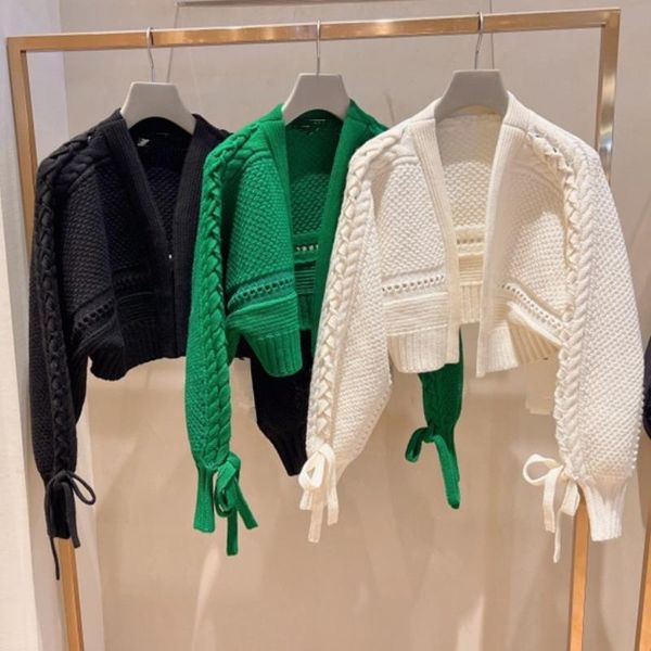 women's knits & tees fashion bandahe chic fall knitted cardigan women solid designed cropped sweater all match elegant sueter mujer, White
women's knits & tees fashion bandahe chic fall knitted cardigan women solid designed cropped sweater all match elegant sueter mujer, White