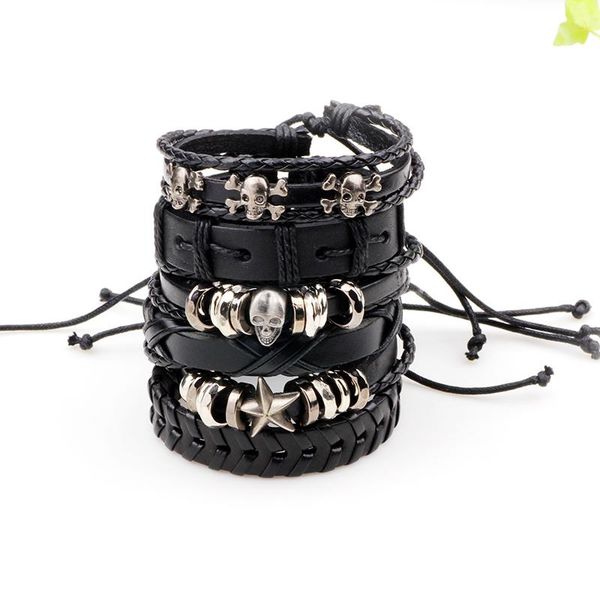 charm bracelets fashion punk multilayer black leather man handmade woven rope bangles for women metal accessory jewelry, Golden;silver
charm bracelets fashion punk multilayer black leather man handmade woven rope bangles for women metal accessory jewelry, Golden;silver